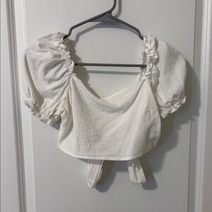SHEIN Cream Puff Sleeve Crop Top
